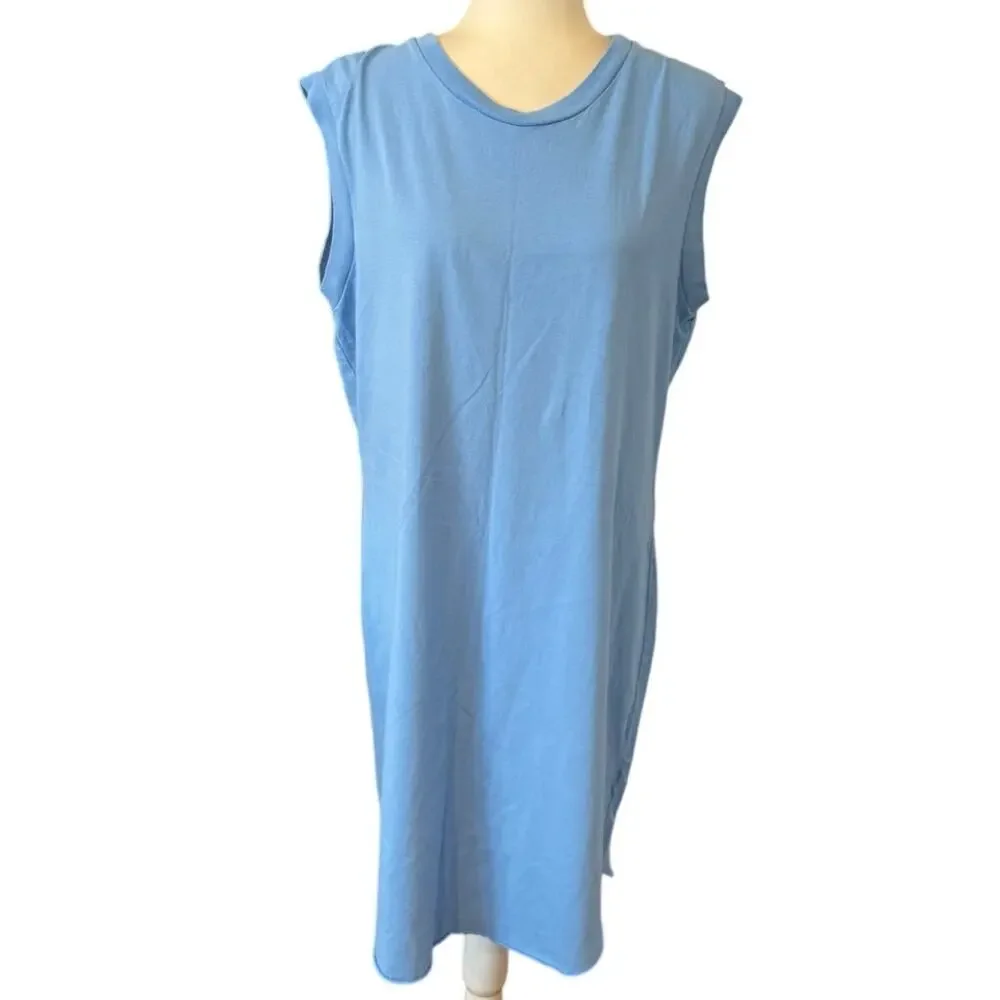 Frank & Eileen Cory Vintage Muscle Tee Dress Blue Cotton Made USA Large